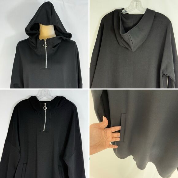 with Half-Zip, Front Pockets, Oversized Casual Sweatshirt for Women XL - Picture 12 of 15